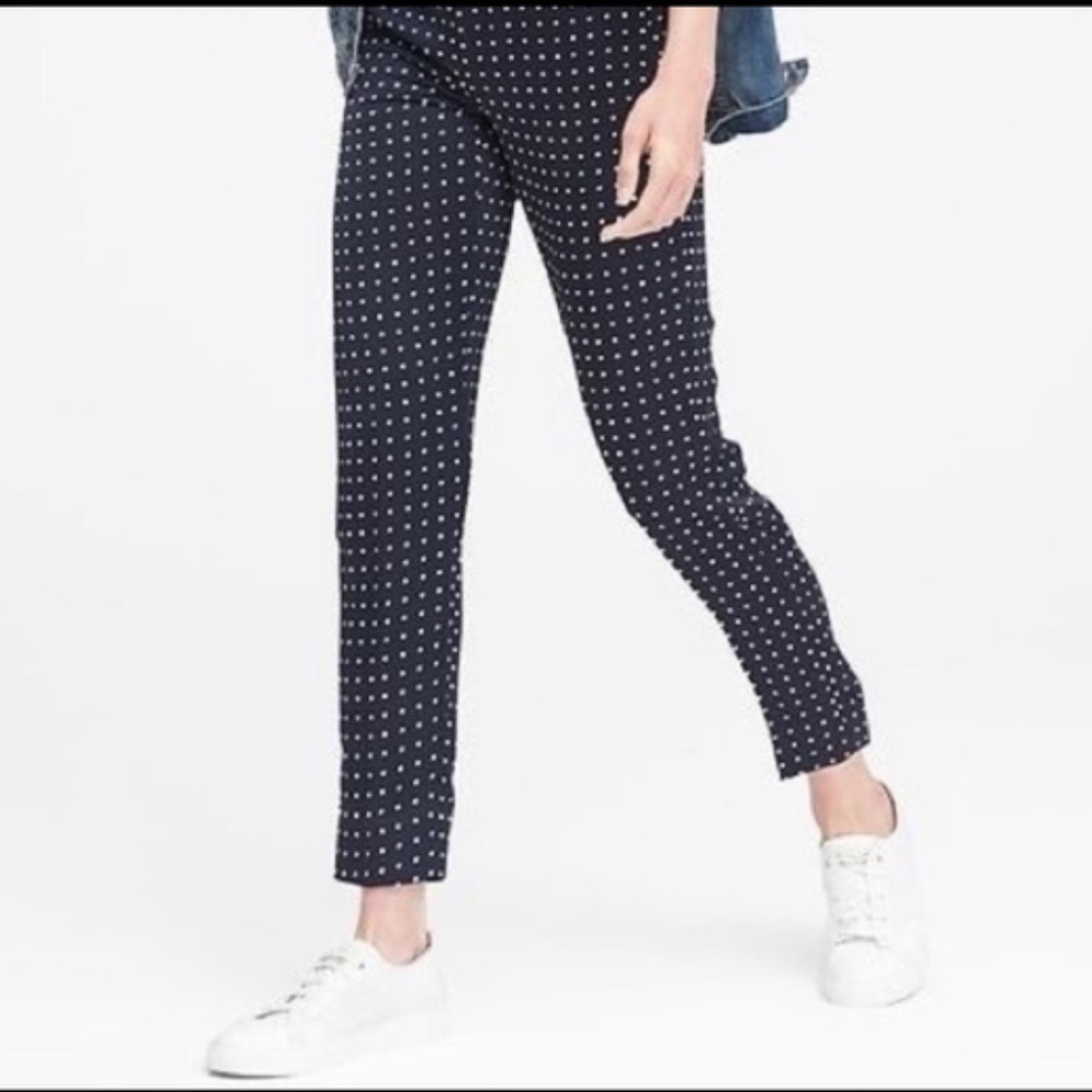 Banana Republic Avery Navy Blue Polka Dot Satin Pants Size 8 NWT